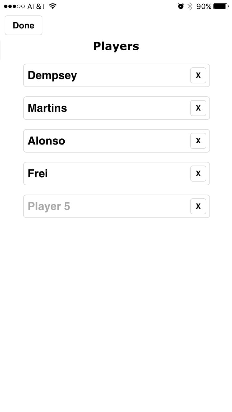 Disc Golf ScoreCard screenshot of players screen